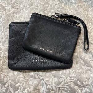 Black Mina Baie Leather Mama pouch Set
